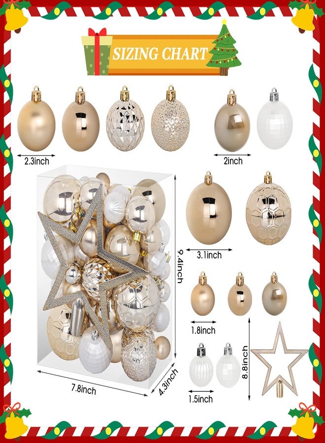 TranquilBliss 50 Pcs Christmas Ornaments Set with Strings, Christmas Ball Ornaments Set with Hanging Strings, Shatterproof Christmas Decorations Ornaments for Xmas Tree (Deep Champagne) - Image 2